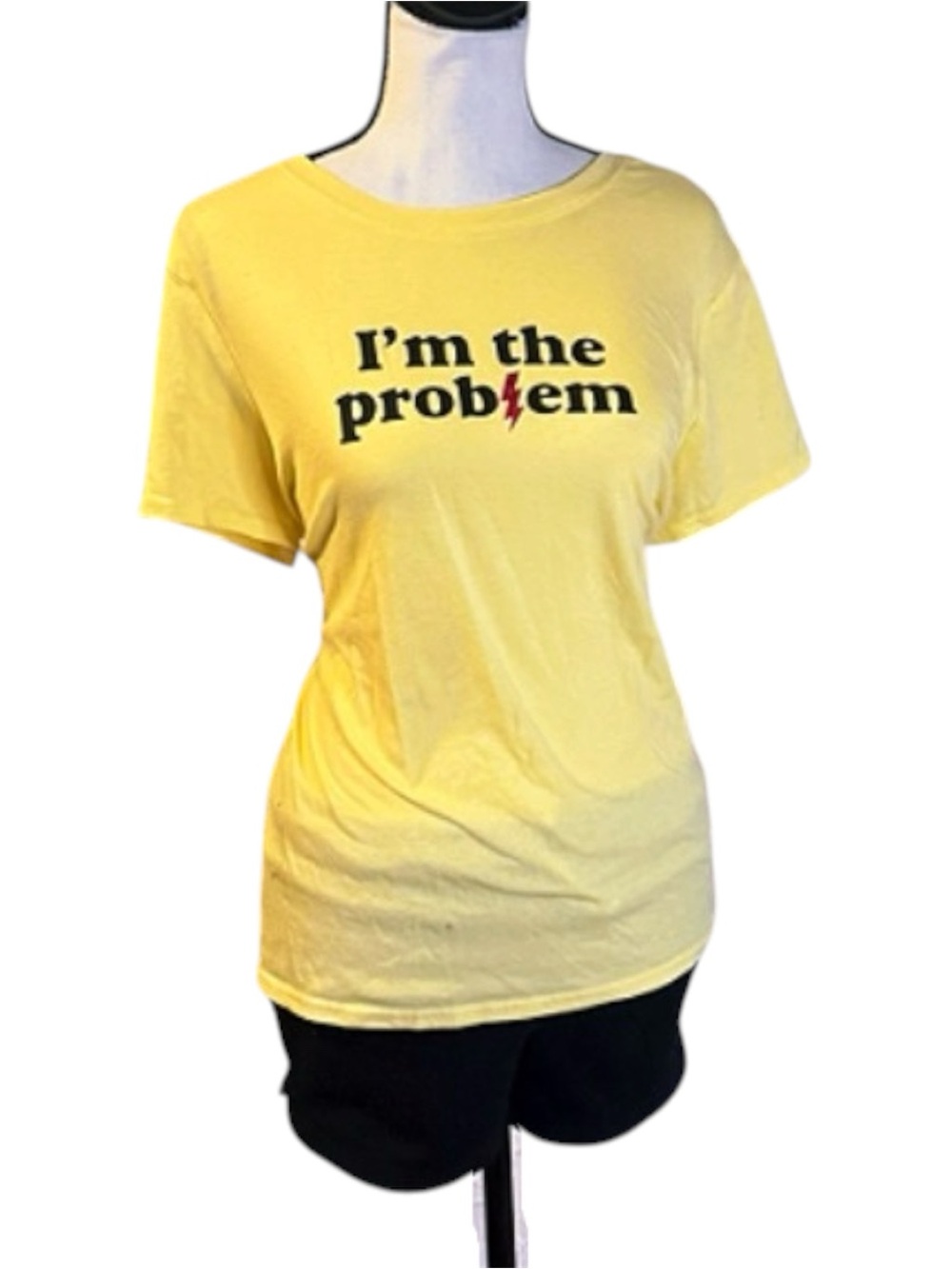 No boundaries Yellow Graphic Tee shirt "I'm the Problem" Women’s T-Shirt -small